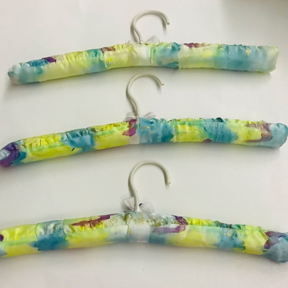 New Three Satin Hangers Hand Painted by Artist USA
